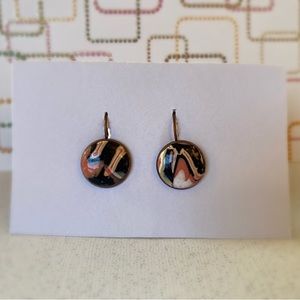Vintage Copper Tone Enamel Swirl Earrings